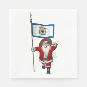 Serviettes En Papier Le Père Noël Drapeau De Virginie Occidentale