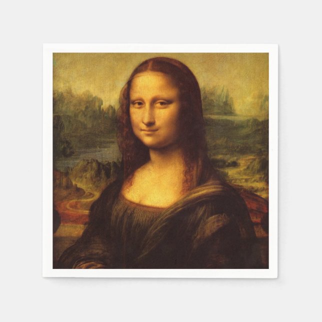 Serviettes En Papier Leonardo Da Vinci Mona Lisa Peinture d'Art (Devant)