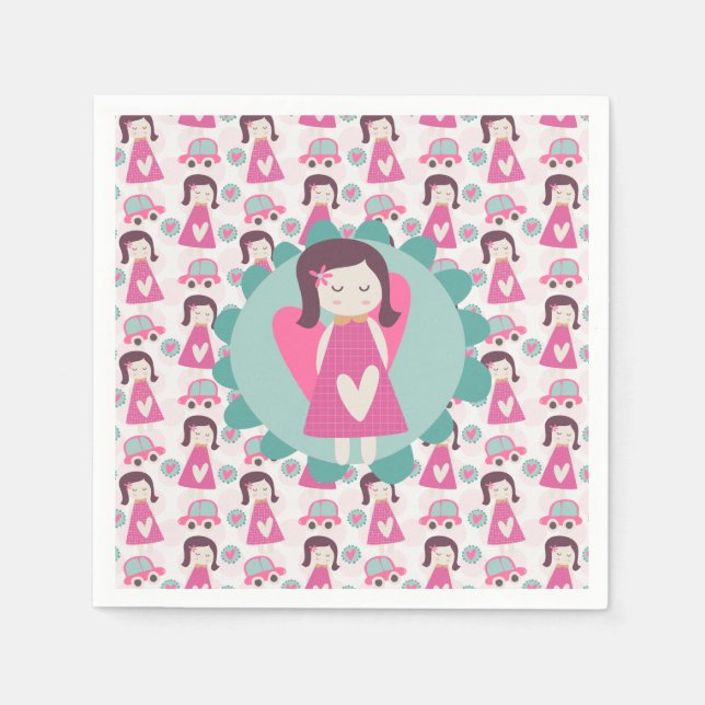 Serviettes En Papier Les Filles Se Rendre À Des Endroits (Devant)