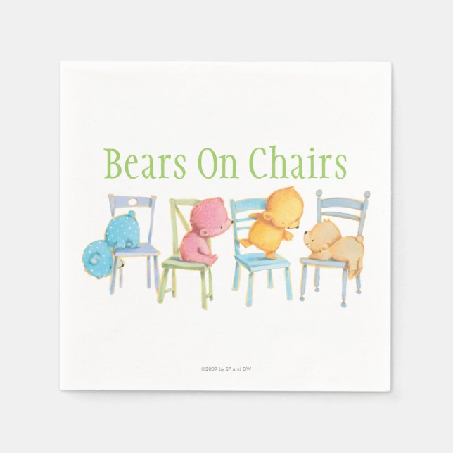 Serviettes En Papier Les ours bleus, roses, jaunes et Brown jouent (Devant)