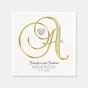 Serviettes En Papier Lettre Monogramme personnalisée 'Un Mariage blanc 