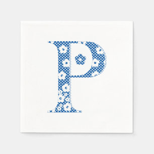 Serviettes En Papier LETTRE Motif Fleur P(bleu)