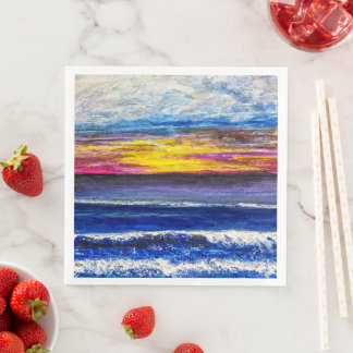Serviettes en papier - Lever de soleil sur la côte