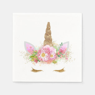 Serviettes en papier Licorne Rose Or Licorne