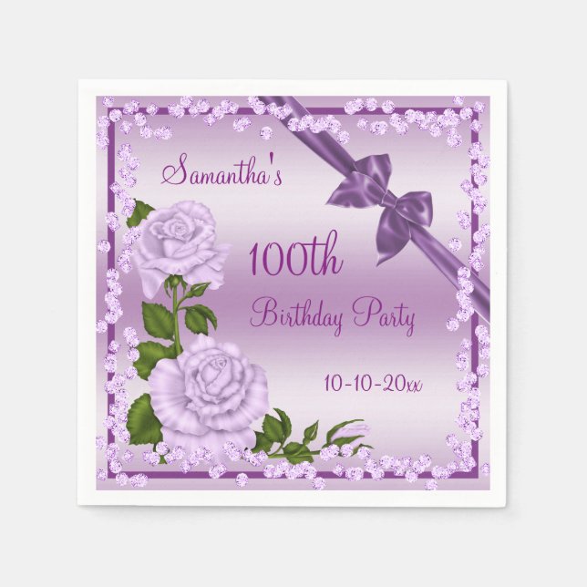 Serviettes En Papier Lilac Blossom, Bows & Diamonds 100e (Devant)
