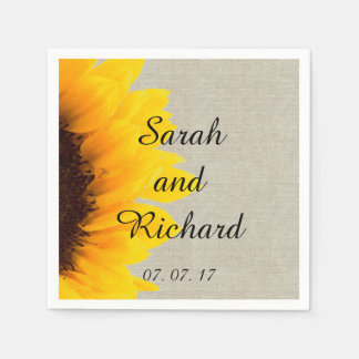 Serviettes en papier lin rustique avec tournesol p