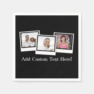 Serviettes En Papier L'instantané 3-Photo personnalisé encadre la