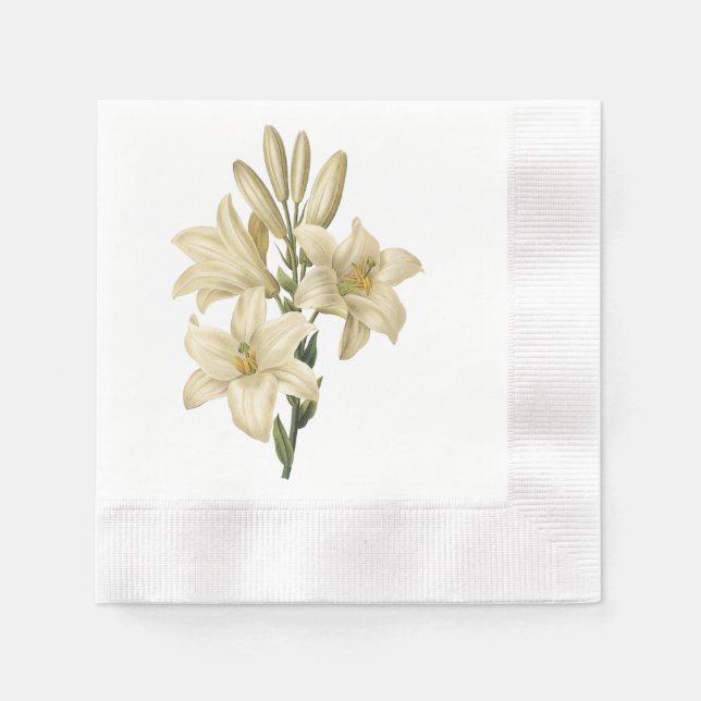 Serviettes En Papier lis blanc (Lilium candidum) par Redouté (Devant)