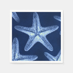 Serviettes En Papier littoral chic plage rustique nautique bleu étoile