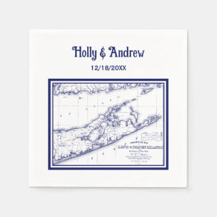 Serviettes En Papier Long Island The Hamptons Carte Bleu Marine Mariage