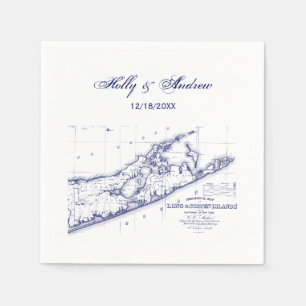 Serviettes En Papier Long Island The Hamptons Carte Bleu Marine Mariage