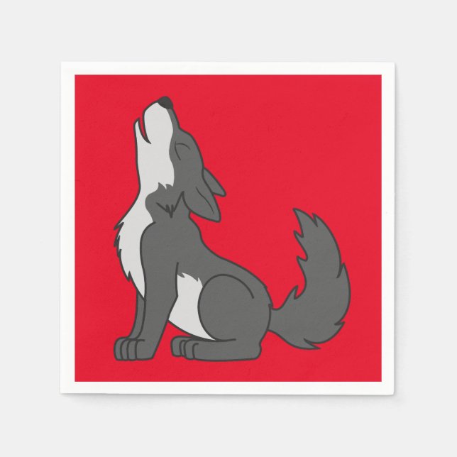 Serviettes En Papier Loup gris hurle (Devant)