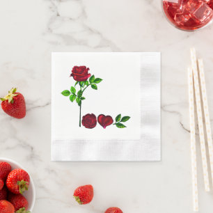 Serviettes en papier LOVE Rose peinte à la main ro