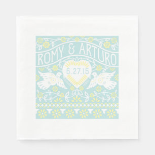 Serviettes En Papier Lovebirds Papel Picado Style Napkin Customisé