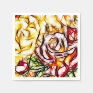 Serviettes En Papier Lumière jaune abstraite Rose artistique florale