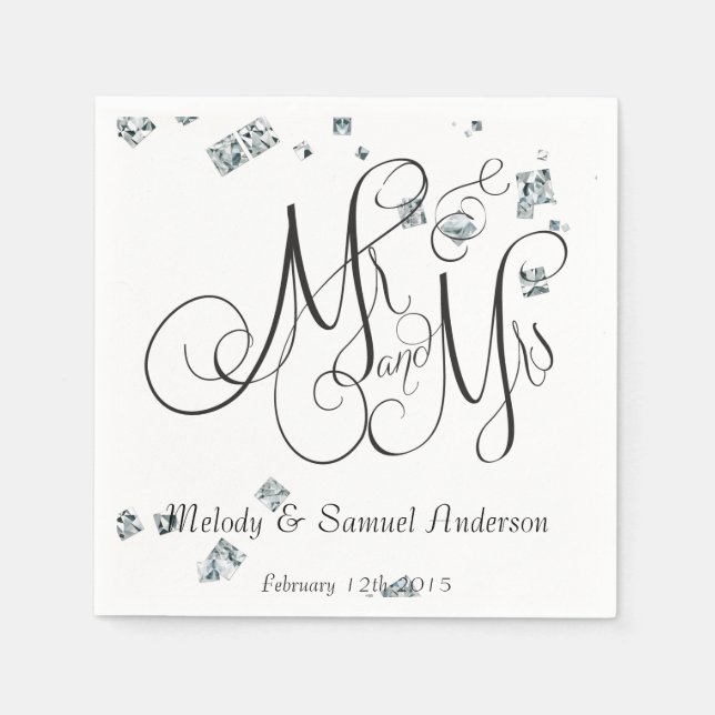 Serviettes En Papier M. et Mme. | Serviettes Confetti en diamant (Devant)