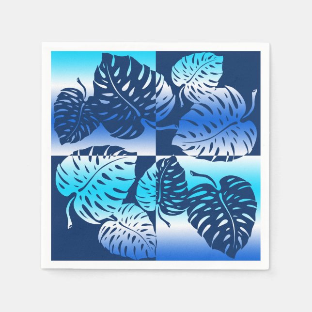 Serviettes En Papier Makua Monstera Tropical Hawaiian Striped Blend (Devant)