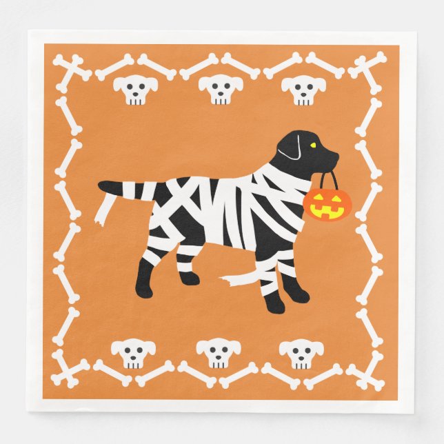Serviettes En Papier Maman du Labrador noir d'Halloween (Devant)