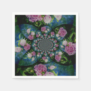 Serviettes En Papier Mandala aquarelle florale pivoine blanche rose