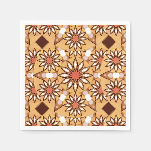 Serviettes En Papier Mandala motif, bronzage caramel, chocolat (Devant)