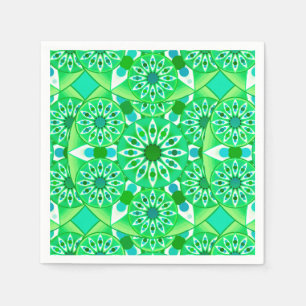 Serviettes En Papier Mandala motif, vert émeraude et paon