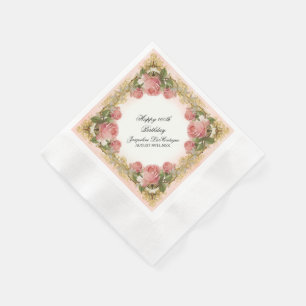 Serviettes En Papier Manoir Rose Vintage Parisien Fête d'Anniversaire