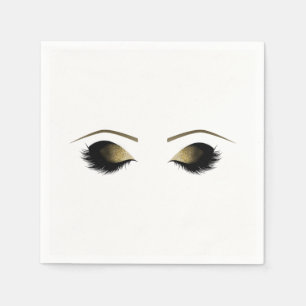 Serviettes En Papier Maquillage Glam Gold Cils Personnalisés Beauté