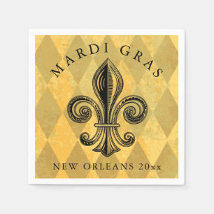 Serviettes En Papier Mardi Gras Fleur-de-lis Arlequin Ajouter une anné