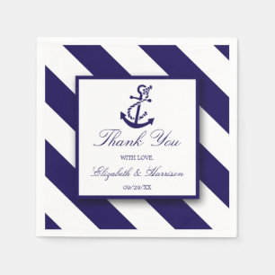 Serviettes En Papier Mariage Ancre bleu marine