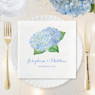 Serviettes En Papier Mariage Blue Hydrangea