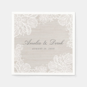 Serviettes En Papier Mariage Burlap et Lace