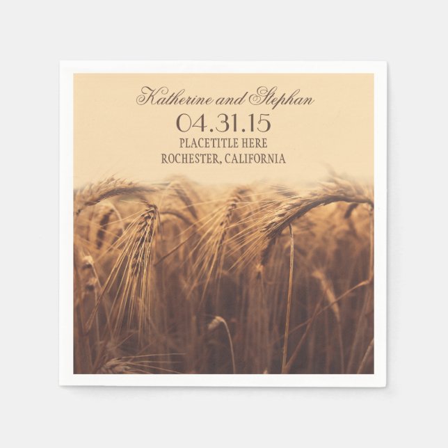 serviettes en papier mariage campagnard rustique - (Devant)