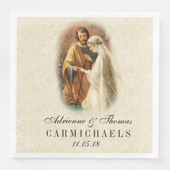 Serviettes En Papier Mariage catholique de mariée mariage Mary Joseph (Devant)