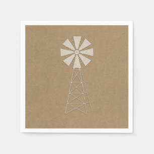 Serviettes En Papier Mariage Champêtre Moderne Kraft Brun Rustique