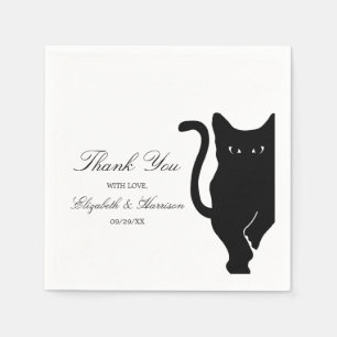 Serviettes En Papier Mariage de chat noir Whimsical moderne