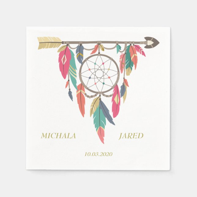 Serviettes En Papier Mariage de flèche Dreamcatcher (Devant)