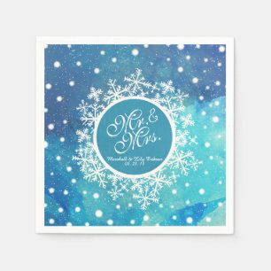 Serviettes En Papier Mariage de flocons de neige d'hiver personnalisés