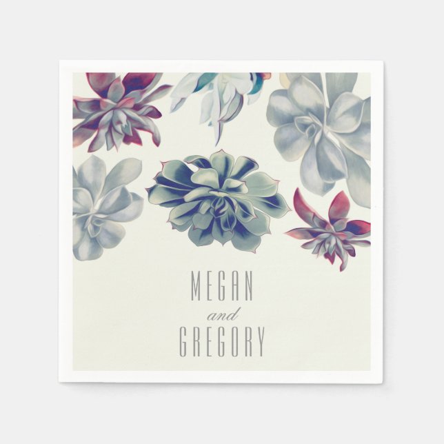 Serviettes En Papier Mariage de jardin fleuri Succulents (Devant)