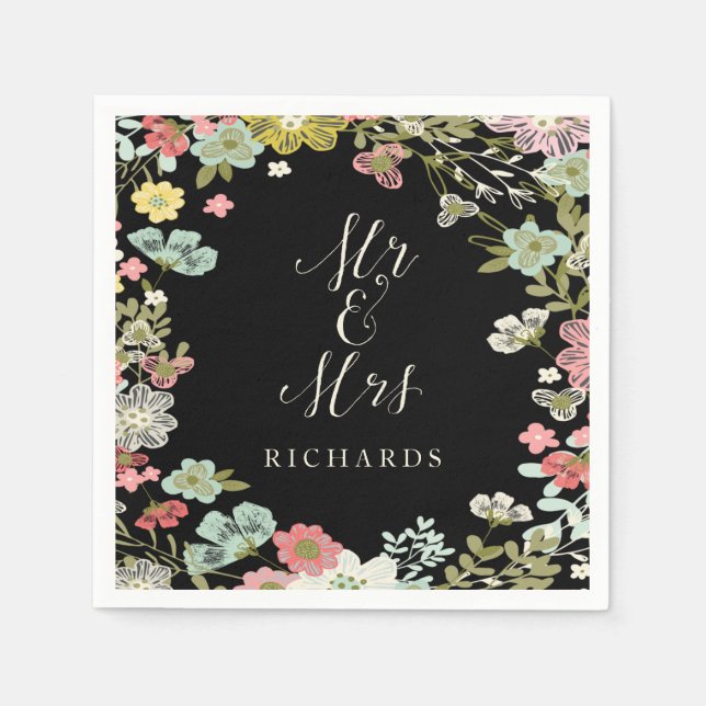 Serviettes En Papier Mariage de jardin floral serviettes personnalisées (Devant)