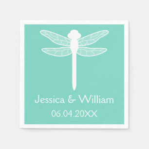 Serviettes En Papier Mariage de libellules turquoise