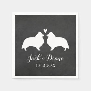 Serviettes En Papier Mariage de Shelties avec Texte Personnalisé