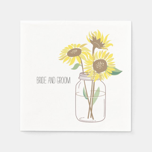 Serviettes En Papier Mariage de Sunflowers Mason Jar (Devant)
