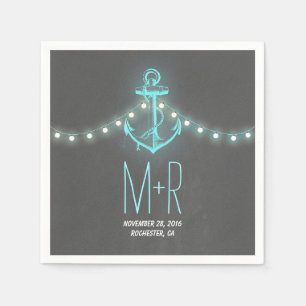 Serviettes En Papier mariage de tableau nautique à ancre turquoise