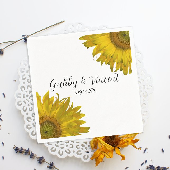 Serviettes En Papier Mariage de tournesols jaunes (Créateur téléchargé)