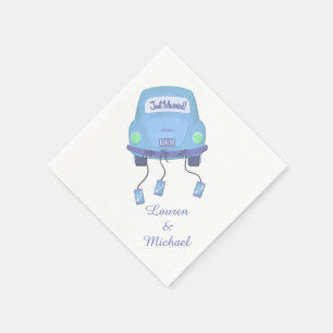 Serviettes En Papier Mariage de voiture Lune de miel bleue