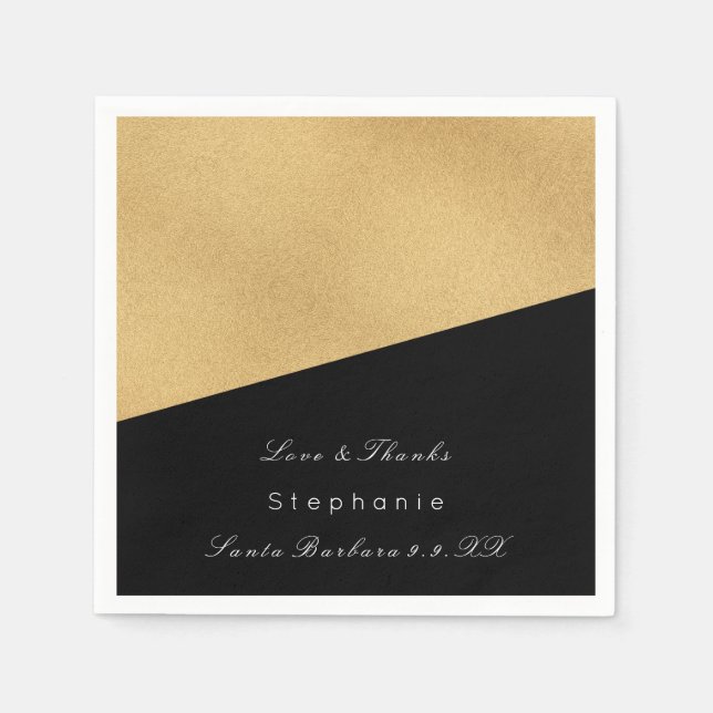 Serviettes En Papier Mariage d'entreprise en métal noir minimal (Devant)
