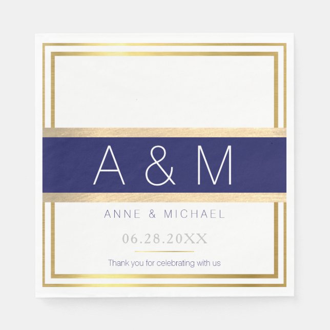 Serviettes En Papier mariage élégant / moderne monogrammed (Devant)