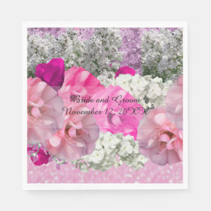 Serviettes en papier mariage faux paillettes flora