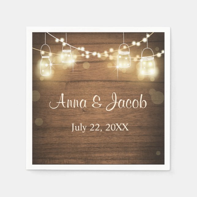 serviettes en papier mariage Feux à cordes en bois (Devant)