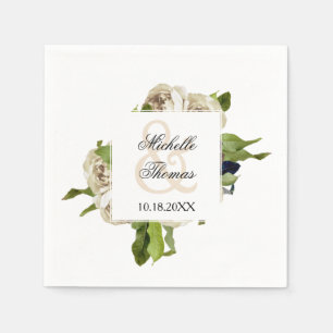 Serviettes En Papier Mariage floral du bouquet Rose blanche